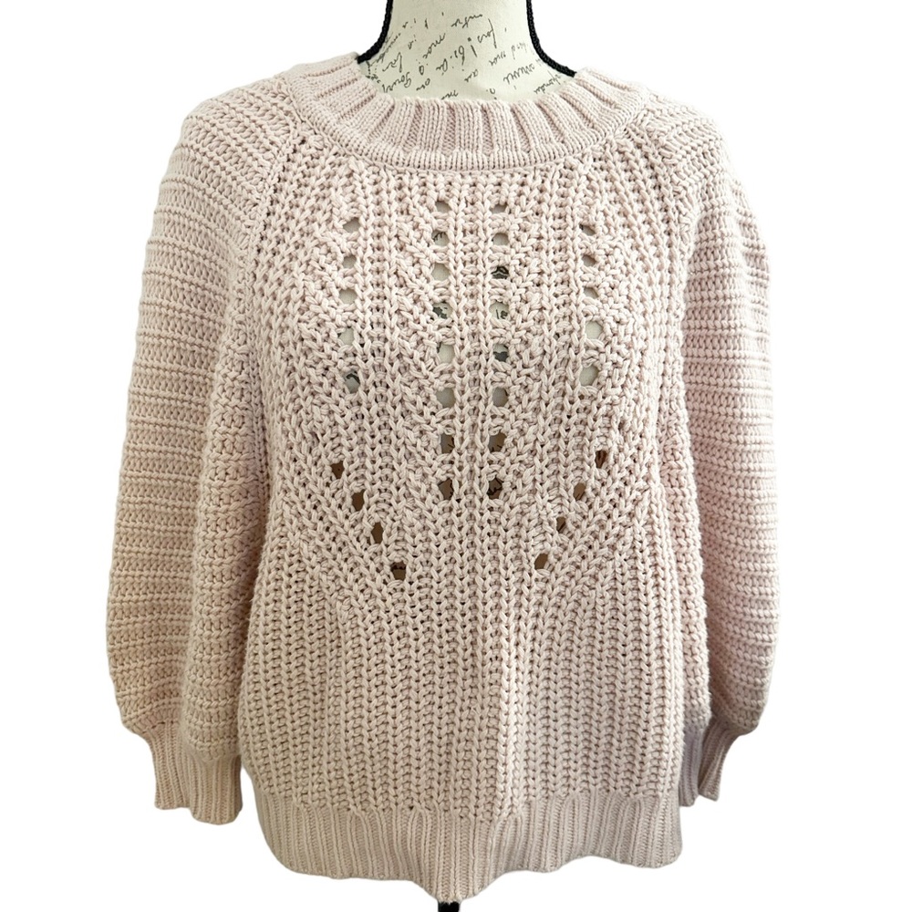 Express Cable Knit Pullover Sweater Light Pink Wo… - image 1